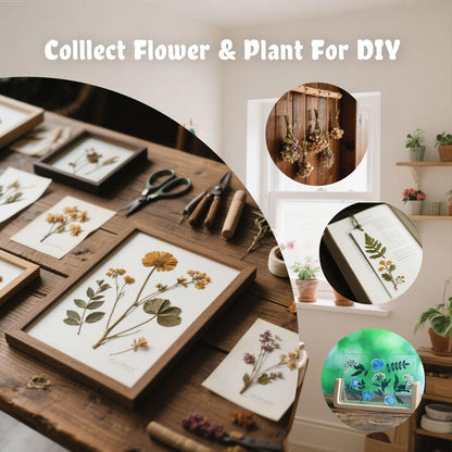 Fuwuu Mini Flower Press Kit 2.6" x 2.6" - Portable Pocket Flower Press with Carrying Chain for Hiking & Nature Journaling, Double-Sided Camellia Art Wooden Plant Press for Adults, DIY Botanical Crafts