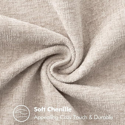 MIULEE Pack of 2 Couch Throw Pillow Covers 20x20 Inch Natural Beige Farmhouse Decorative Pillow Covers with Stitched Edge Taupe Soft Chenille Solid Dyed Pillow Covers for Sofa Bed Living Room