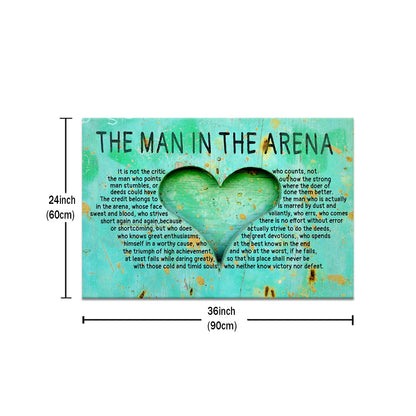 DINGFUN Large Man in the Arena Wall Art, Theodore Roosevelt Quote Framed Inspirational Canvas Print for Executive Office Conference Room, Professional Leadership Decor Success Artwork, 36x24 Inch