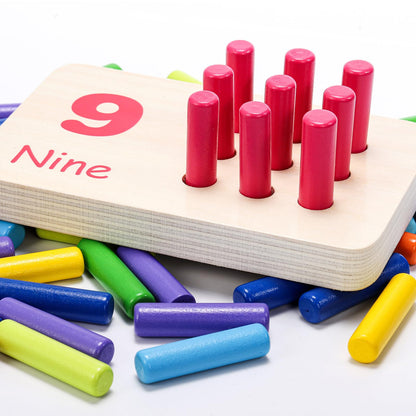 Suwimut Wooden Counting Peg Board, Kindergarten Math Manipulatives Number Counting Toys, Learning Activities Montessori Educational Toys for 3 4 5 Year Old Kids Boys Girls Gifts
