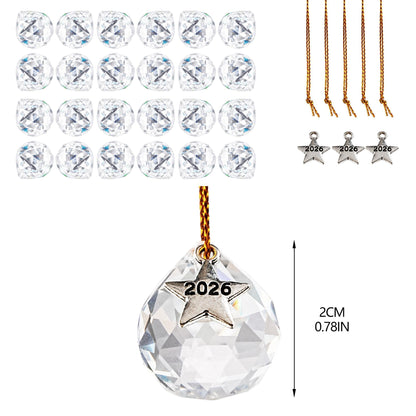 LOULIQIGIFT 24Pcs Clear Crystal Ball Prism 2026 Hanging Ornaments Chandelier Crystal Parts Rainbow Maker for Wedding Party Birthday Mothers Day Decoration (20mm)