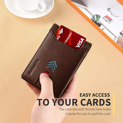 RUNBOX Wallet for Men Slim 11 Credit Card Holder Slots Leather RFID Blocking Small Thin Men's Wallet Bifold Minimalist Front Pocket Large Capacity Gift Box