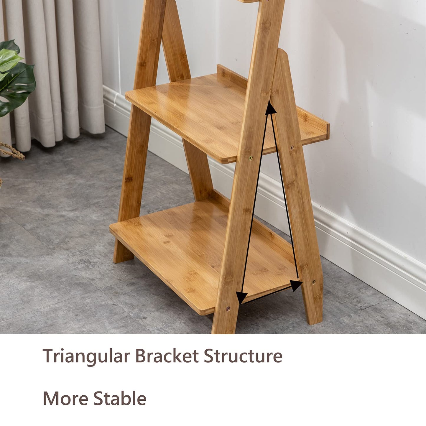 SOBIBO Ladder Shelf Bookshelf, 5-Tier Leaning Shelf, Free Standing Organizer Storage Shelves, Storage Rack Shelf for Office, Living Room, Bedroom, Natural