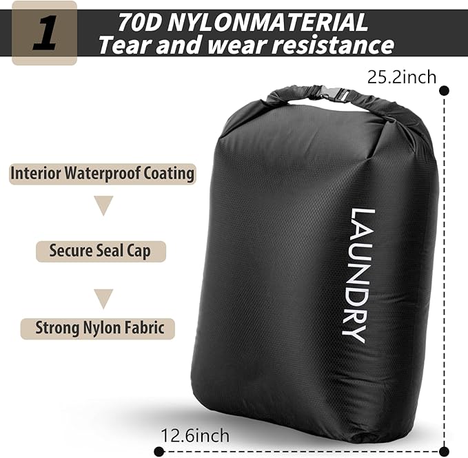 Travel Laundry Bag, Vacuum Compression Dirty Clothes Travel Bag Waterproof Wet