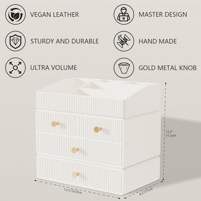 Makeup Organizer Countertop,Vanity Organizer,Skincare Organizers,Cosmetic Organizer with Draws,Luxury Large makeup storage,Make up Organizers for Vanity,Gifts for Women Birthday Unique (white)