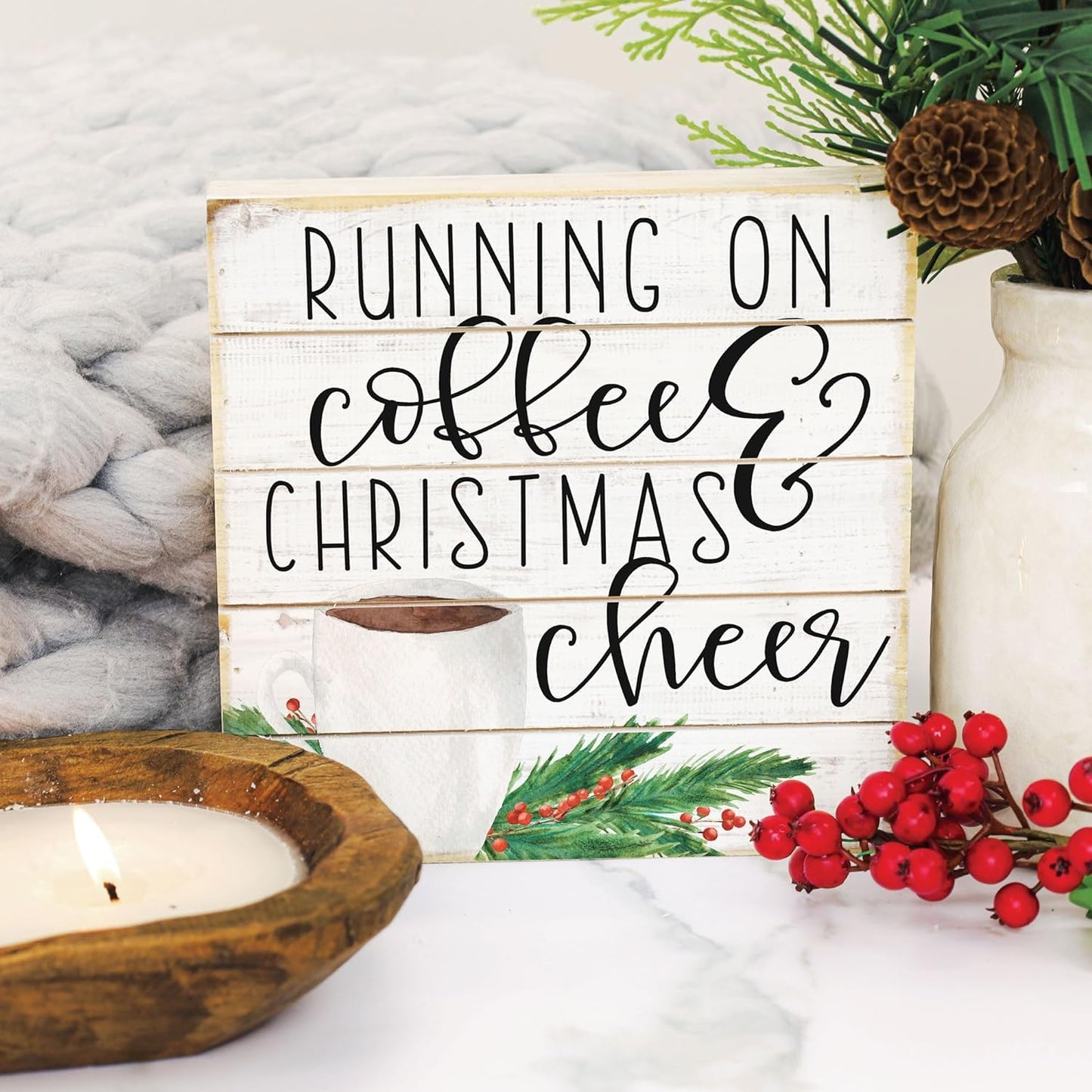 Simply Said, INC Perfect Pallets Petites 8" Wood Sign PET16708 - Coffee & Christmas