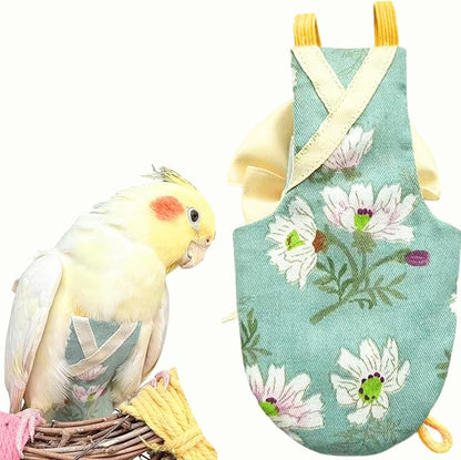 Bird Flight Suits Diapers, Parrot Flight Suits Diapers for Quaker Parakeets Cockatiels Conures Macaw African Grey, Bird Diaper, Parrot Clothes (Green A,XS)