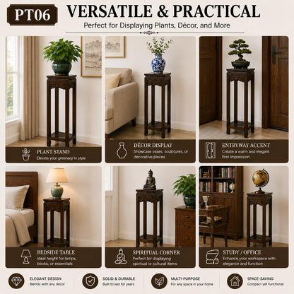 Festcool Rosewood Square Table, Planter Stand Plant Pot Display Stand Lamp Table (27") (Rosewood)