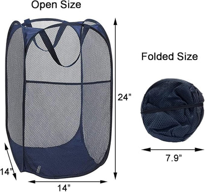 2 Pack Pop Up Laundry Hampers, Collapsible Mesh Laundry Basket, Foldable