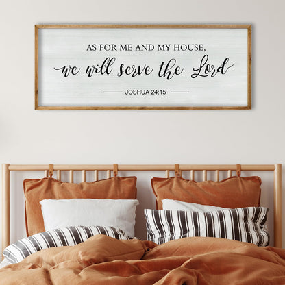 RLWangChao As for Me and My House We Will Serve the Lord Wall Decor 40"×15" Family Living Room Wood Framed Home Sign Joshua 24 15 Bible Verse Christian Plaque Hanging Wall Art (Wood)