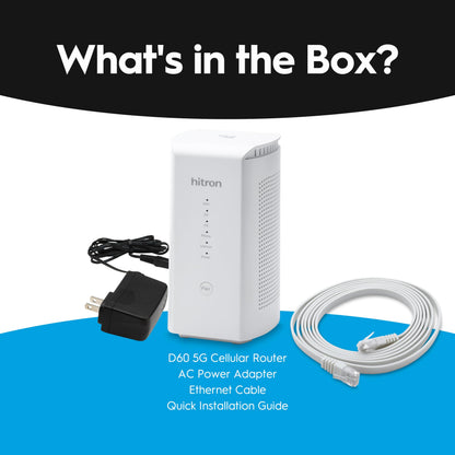 Hitron D60 5G Cellular Router with Sim Card Slot | AX3000 WiFi 6 Router with Mesh WiFi | Certified with T-Mobile, AT&T, US Cellular | Nano SIM, eSIM for Dual Failover Capability |Model # D60 5G