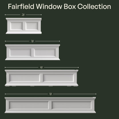Mayne Fairfield 5ft Window Box, Self Watering Flower Box with Double Wall Design, All Season Fade Resistant Outdoor Window Planter With Steel Mounting Bracket, White