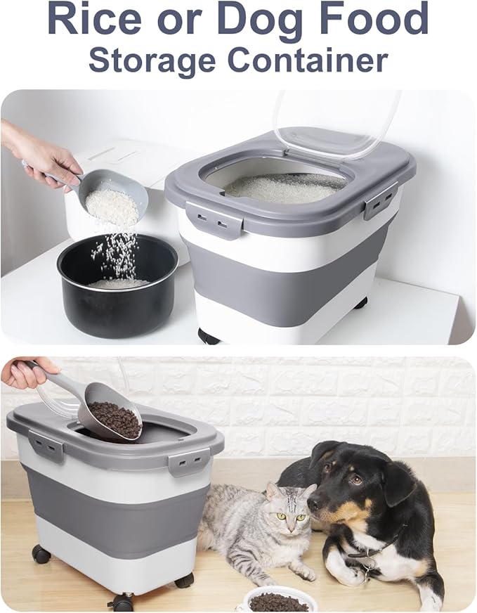 20-30 Lbs Rice Storage Container, Collapsible Food Storage Containers