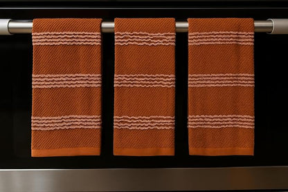 Serafina Home Terracotta Orange Rust Kitchen Hand Dish Towels: Oversized 18" x