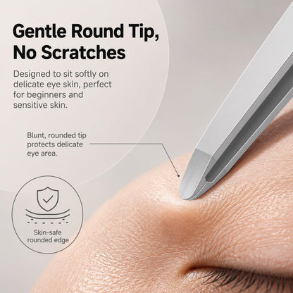 Premium Hand-Made Tweezers with Safe Rounded Tip & Comfort Spring for Pain-Free Plucking, Thick Stainless Steel for Precise Grip on Eyebrows & Facial Hair, Designed for Women and Men