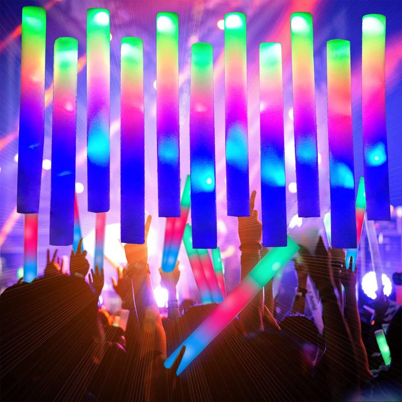 Bylaotrs Foam Glow Sticks Bulk 60 Pack,3 Modes Flashing LED Light Sticks Glow in The Dark Party Supplies Light Up Toys for Parties Wedding Birthday Concert Christmas Halloween