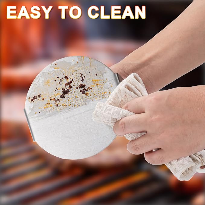 Husfunov Stainless Steel Burger Press, 5.5 Inch Round Smasher,Non-Stick Smooth Hamburger Press,Flat Bottom Without Ridges, for Cooking Burgers, Bacon, Ground Beef, Meats, Sausage and So On