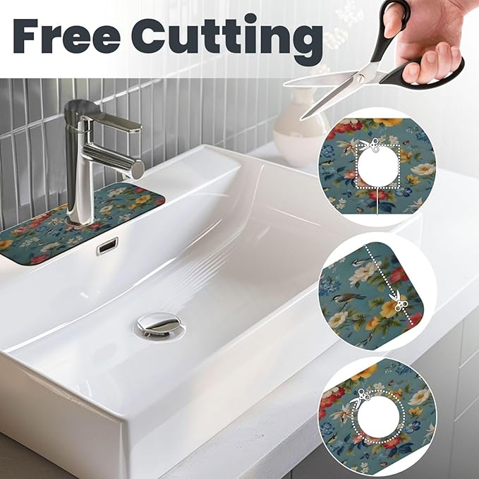 Flowers Kitchen sink faucet pad, strong water absorption, anti slip, very