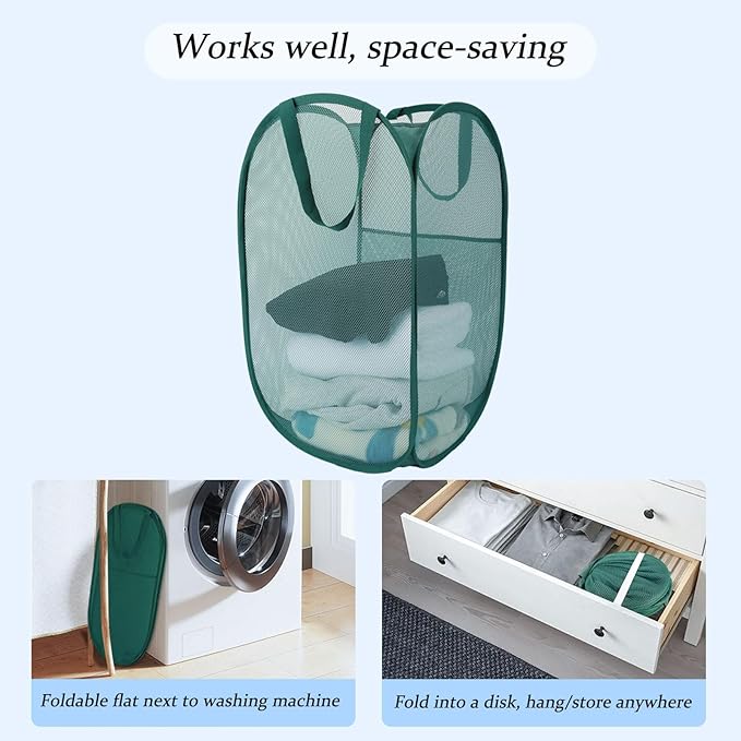 Upgraded 100L Extra Large Collapsible Laundry Baskets, 2 Pack XL Mesh Pop Up
