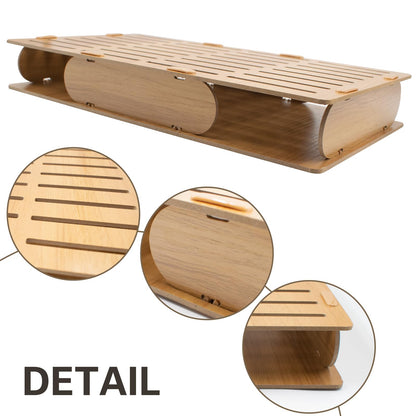JoyHuaTrade Name Badge Holder, 32 Grids Wooden ID Badge Tray Organizer Brown Name Card Display Stand for Desk Office Business Reception, 13.39 x 7.48 x 1.9 Inch