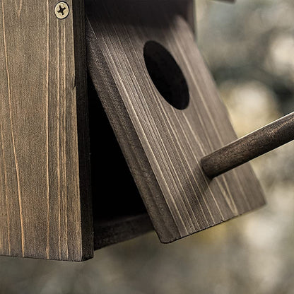 NATUREYLWL Weatherproof Bird House, Wooden Bird Houses for Outside with Pole, Durable Birdhouse for Finch, Bluebird, Cardinals, Hanging Birdhouse Garden Country Cottages