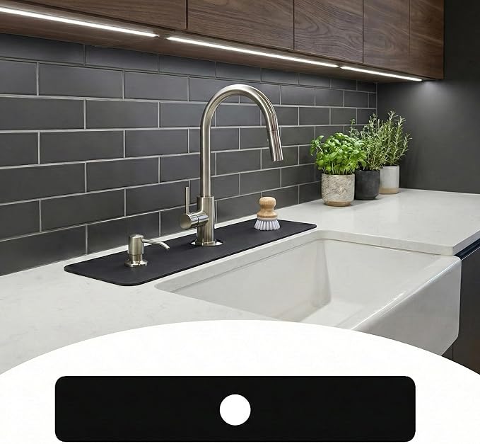 Customizable Kitchen Sink Faucet Mat: 30"Lx5.5"W Bathroom Counter Protector