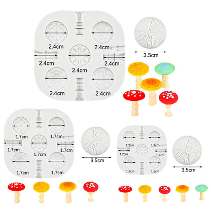 3 Pcs Mushroom Polymer Clay Silicone Mold, Miniature Polymer Clay Molds, 5 Shapes 3 Sizes Vivid Mushroom Polymer Clay Tools for Jewelry Making, Earrings Decoration, 3D Mold, Cake Decoration Pieces