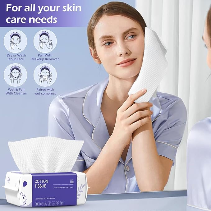 Disposable Face Towel 400 Count, Face Towels, Soft Cotton Dry Wipes Facial