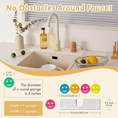 16" Faucet Mat for Kitchen Sink, Long Diatomite Fast Drying Stone Sink Tray