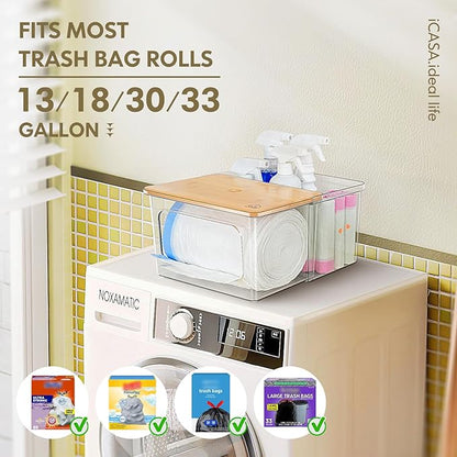 Trash Bag Dispenser Under Sink Organizer, 2-in-1 Acrylic Trash Bags Holder