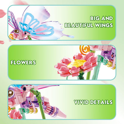 KAZI Butterfly Building Toy Set - Music Box for Girls & Kids Ages 8 Plus,DIY Insect and Flowers Crafts Kit for Home Decor,Living Room or Bedroom,Gifts for Insect Lovers, for Mom