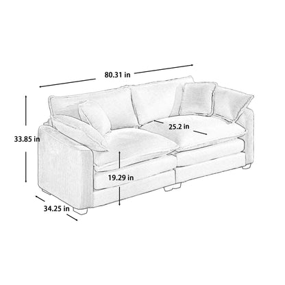KEIKI 3-Piece Sofa Set with 1 Oversized Corduroy 3-Seater Sofa & 1 Loveseat & 1 Single Sofa, Upholstered 6-Seater Couch Set with 10 Pillow, High-Density Foam Cushions, for Living Room, Green