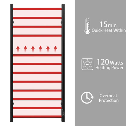 KEG Towel Warmer 8 Bars for Bathroom Freestanding or Wall Mounted Bath Towel Heater Plug-in with Built-in Timer Silver