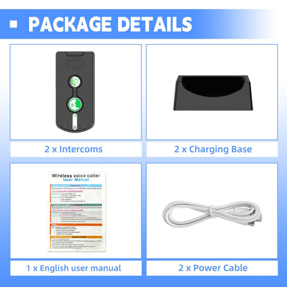 2 Way Intercoms Wireless for Home Office,Portable Room to Room Long Range Intercom System with Charging Base,30 Days Long Standby Time 5 Level Volume Adjustment, Expand to 5 Intercoms (2026 Upgraded)