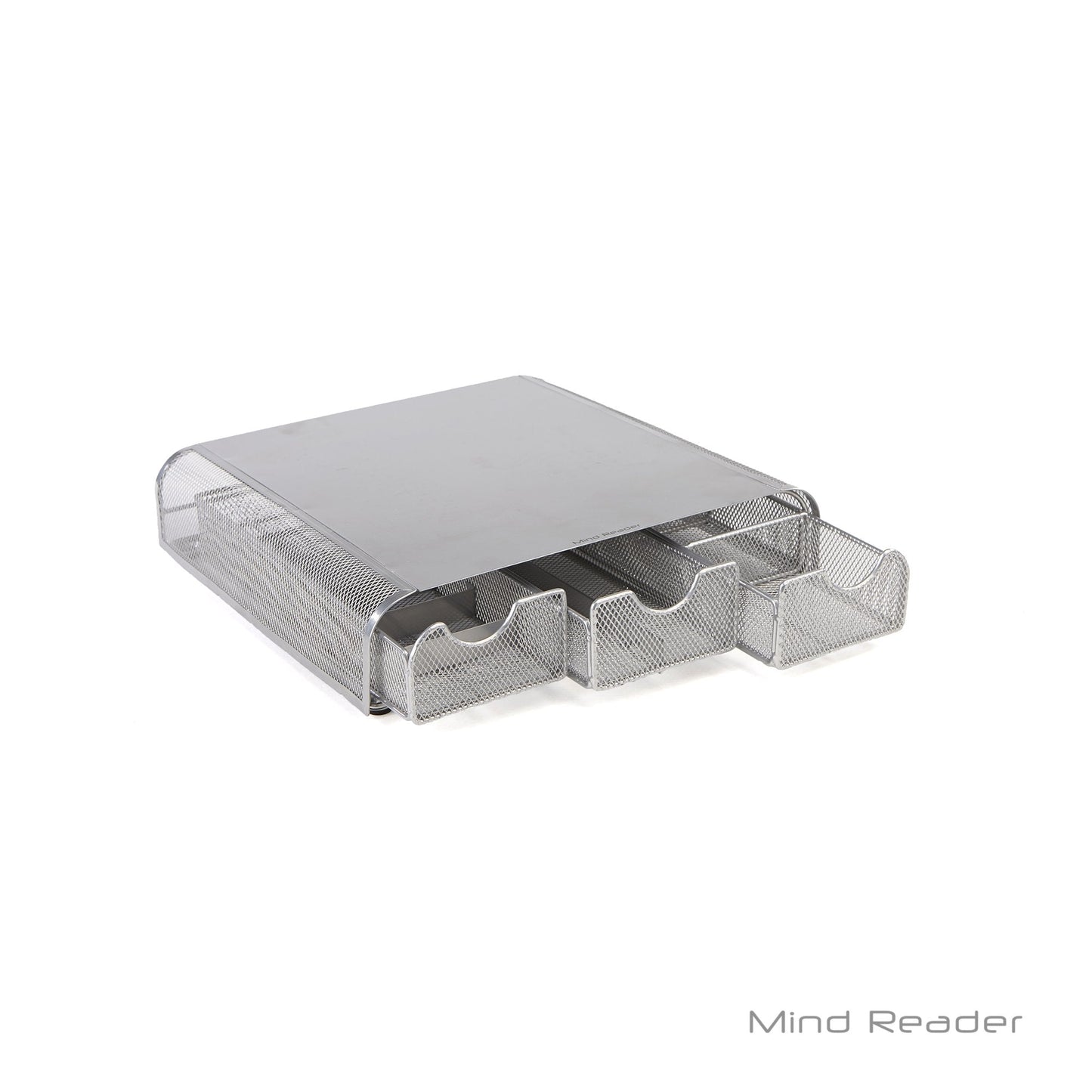 Mind Reader Perch Monitor Stand Desk Organizer, Silver Metal Mesh (Pack of 2)