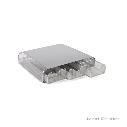 Mind Reader Perch Monitor Stand Desk Organizer, Silver Metal Mesh (Pack of 2)