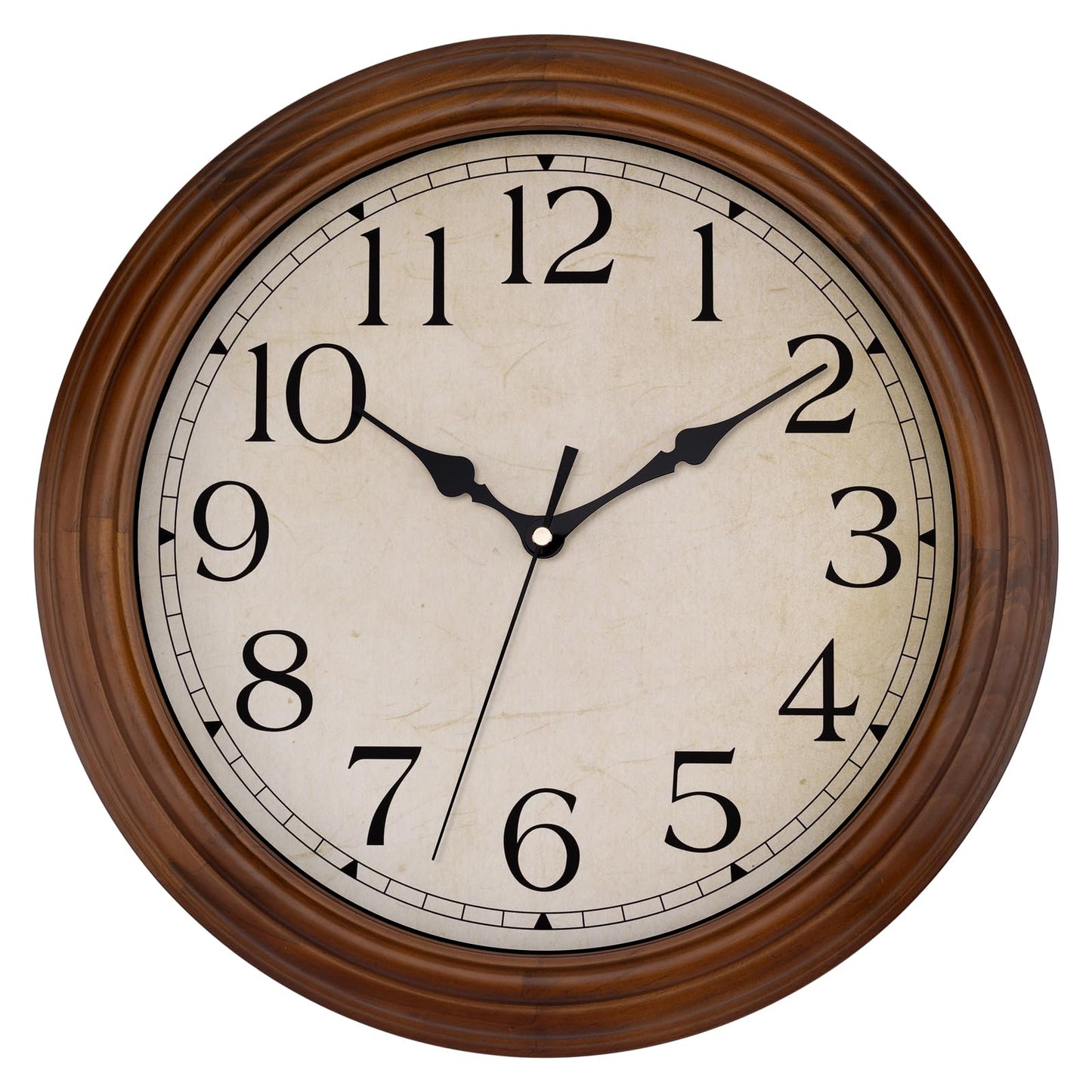 Foxtop Wood Wall Clock 14 Inch Silent Non-Ticking Battery Operated Large Retro Wooden Clock Decorative for Living Room Bedroom Kitchen Home Office