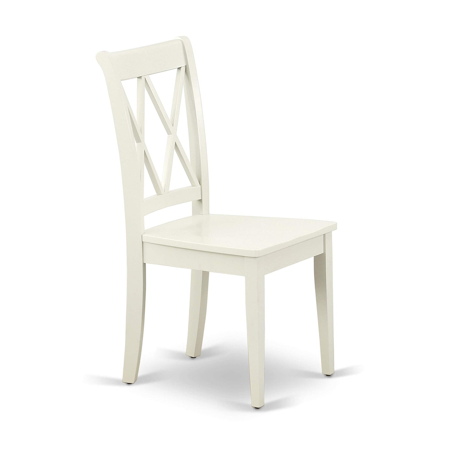 East West Furniture CLC-LWH-W Clarksville Dining Room Chairs - Double Cross Back Wood Seat Chairs, Set of 2, Linen White