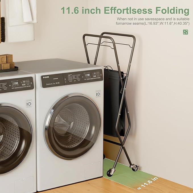 Laundry Basket with Wheels:88L Rolling Laundry Cart Foldable Metal Frame Dirty