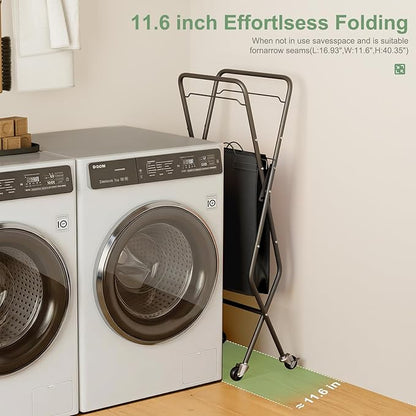 Laundry Basket with Wheels:88L Rolling Laundry Cart Foldable Metal Frame Dirty