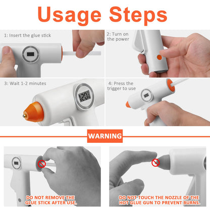 Tendak Cordless Hot Glue Gun with 20 Glue Sticks, Fast Preheating & Rechargeable Hot Melt with LED Display and Battery Indicator Light, Mini Glue Gun for School Crafts DIY Arts and Quick Home Repairs