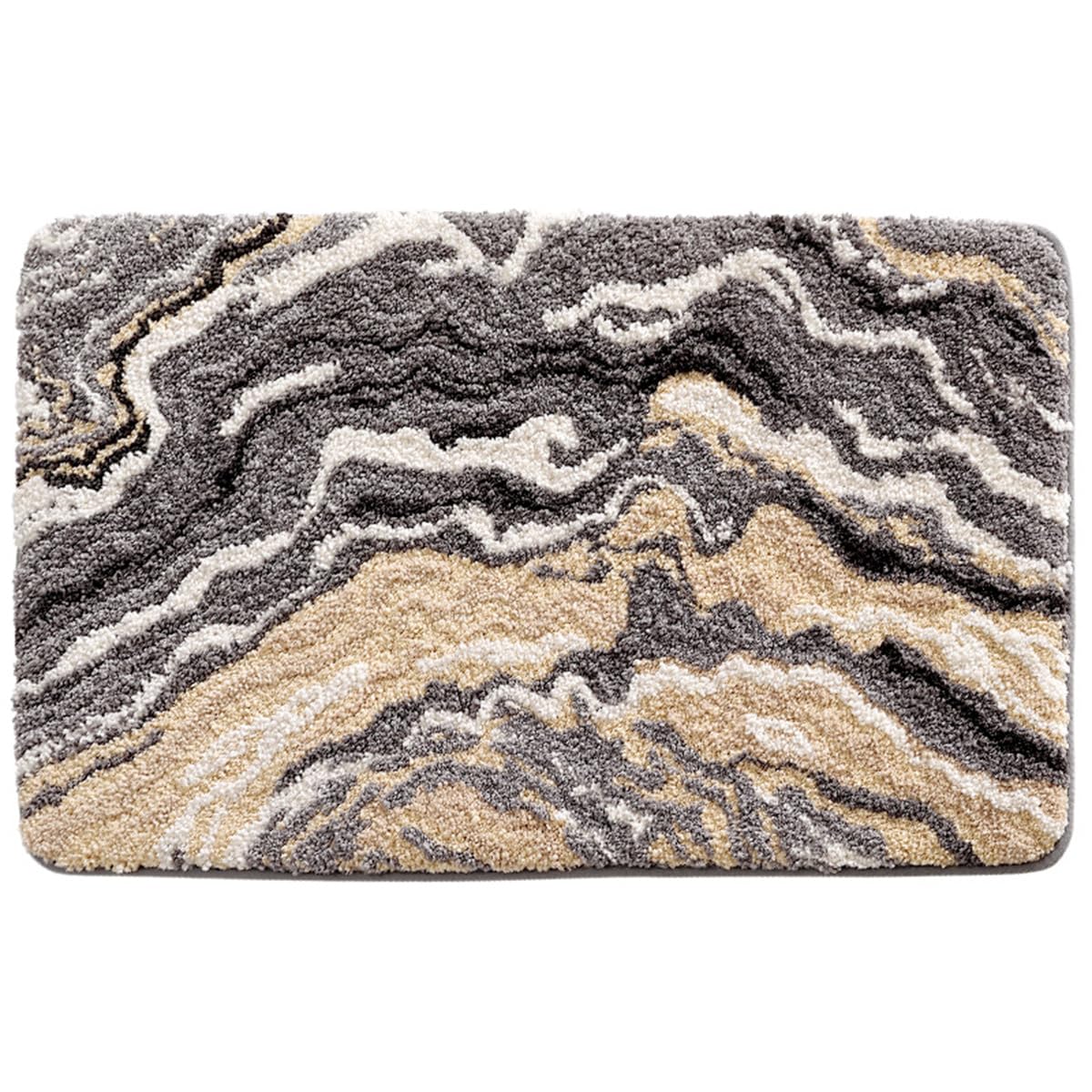 Ankah Luxurious Nordic Bathroom Rug, Extra Soft Fluffy Bath Mat, Absorbent, Non-Slip, Easy to Care and Fast Drying, Modern Style Marble Pattern Shower Rug, Home Decor Accessories, 17.3"x29.9", Brown