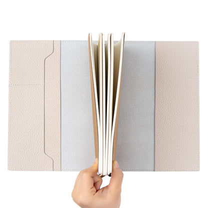 WANDERINGS A5 Travelers Notebook with Pockets, Oat Colour - Genuine Leather Journal, 6"x8.5"/15cmx22cm. Refillable Travel Journal Rugged Enough to Capture All Life's Adventures. 120 GSM Blank Inserts