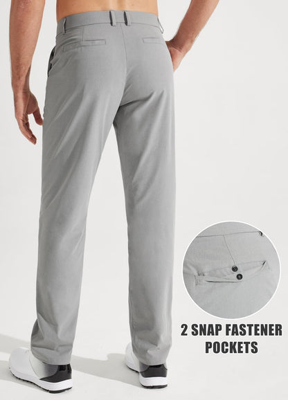 Libin Mens Golf Pants Stretch Work Dress Pants 30" Quick Dry Lightweight Business Casual Pant for Men Comfy Water Resistant, Light Grey, 36W x 30L