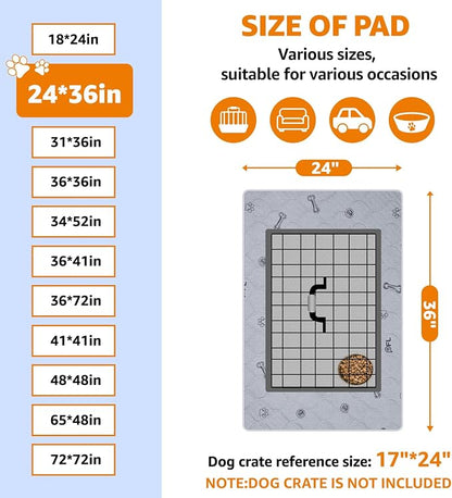 Washable Pee Pads for Dogs: 24x36 Reusable Puppy Pads, Absorbent Whelping Mats with Non-Slip Bottom Waterproof Bone Print