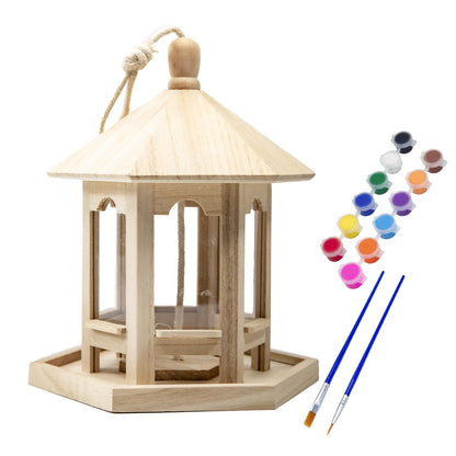 Berfutall-DIY Wooden Bird House for Outdoor, Wild Bird Feeder, Hanging Birdhouse,Perfect for Cardinals, Bluebirds, and More. (B)