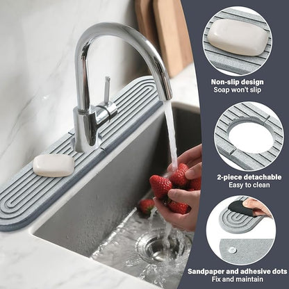 2 Set/4PCS Faucet Mat for Kitchen Sink Splash Guard Faucet Mat Absorbent