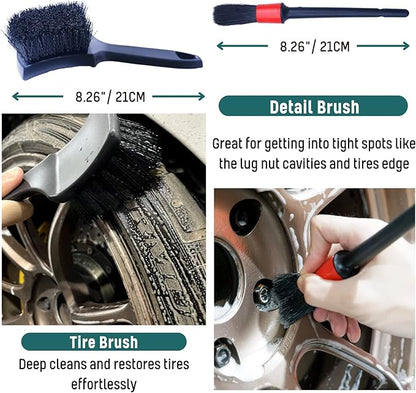 Professional 4 Pack Long Handle Wheel Brush Kit