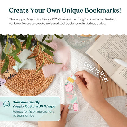 180 Pcs Acrylic Bookmark Blanks- 20 Set Bookmark Making Kit with 20 UV DTF Stickers About Book Lover Theme 20 Tassels 20 Ribbon 80 Bookish Stickers for DIY Your Crafts Gift for Book Lover