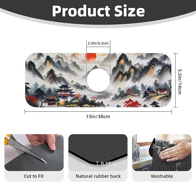 Chinese Sun Mountain Tower Garden Fashion Kitchen sink faucet pad, strong water